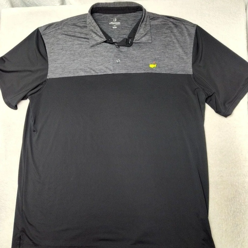 Masters Tech Polo Shirt Mens 2XL Black Colorblock Golf Performance Stretch Work